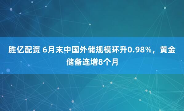 胜亿配资 6月末中国外储规模环升0.98%，黄金储备连增8个月