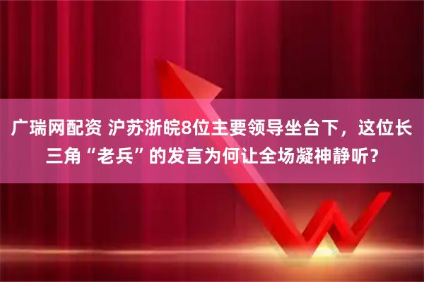 广瑞网配资 沪苏浙皖8位主要领导坐台下，这位长三角“老兵”的发言为何让全场凝神静听？
